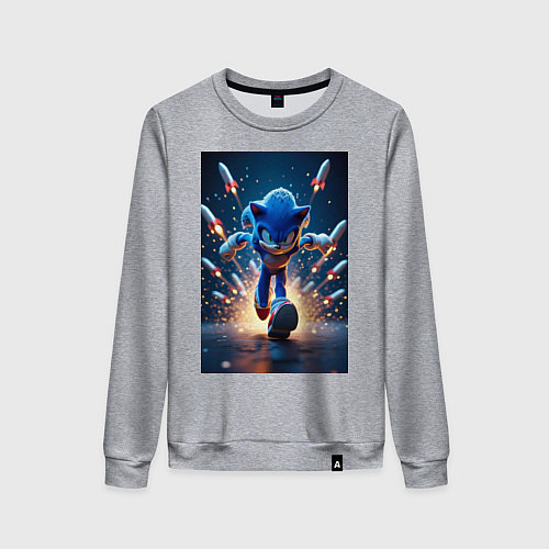 Женский свитшот Соник убегает от ракет / Меланж – фото 1