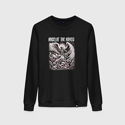Свитшот хлопковый женский Angel of the abyss, цвет: черный
