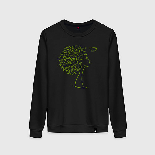 Женский свитшот Эко девчонка / Черный – фото 1