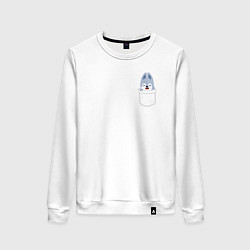 Свитшот хлопковый женский Wolf Chan in pocket, цвет: белый