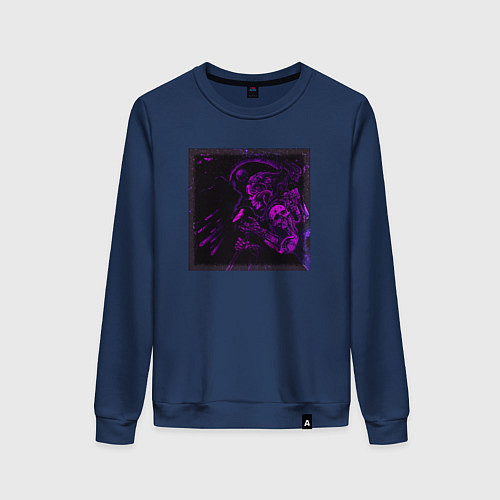 Женский свитшот Самурай неоновый киборг / Тёмно-синий – фото 1