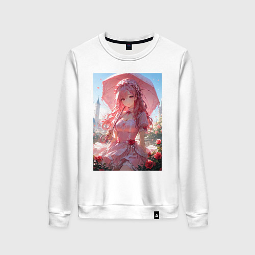 Женский свитшот Принцесса гуляет под зонтиком / Белый – фото 1