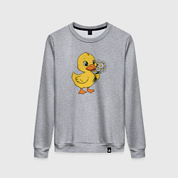 Женский свитшот Желтая уточка с ромашками