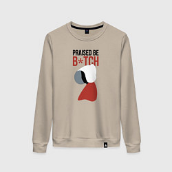 Свитшот хлопковый женский Praised be b*tch - Рассказ служанки, цвет: миндальный