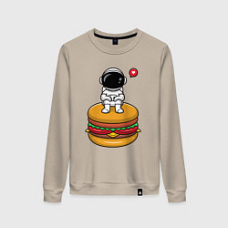Свитшот хлопковый женский Космический гамбургер, цвет: миндальный