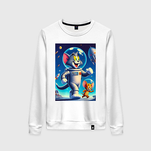 Женский свитшот Космонавты Том и Джерри / Белый – фото 1