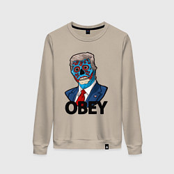 Свитшот хлопковый женский Trump obey, цвет: миндальный