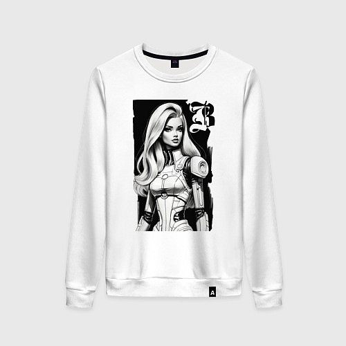Женский свитшот Barbie - sketch ai art fantasy / Белый – фото 1