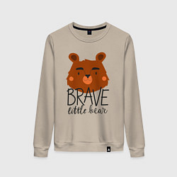 Свитшот хлопковый женский Храбрый маленький мишка, цвет: миндальный