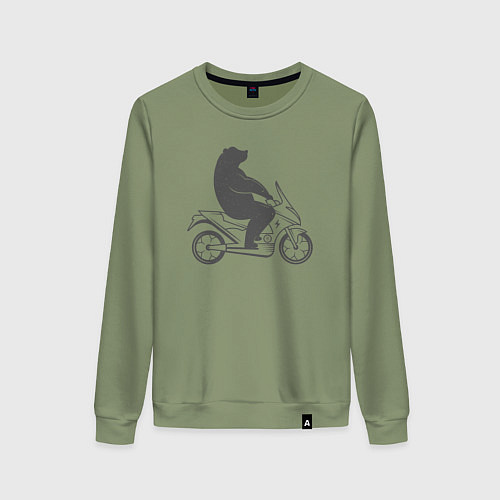Женский свитшот Мишка на мотоцикле / Авокадо – фото 1