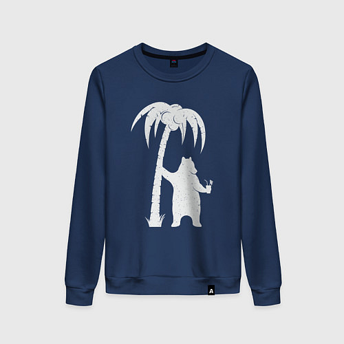 Женский свитшот Мишка возле пальмы / Тёмно-синий – фото 1