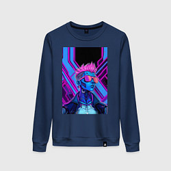Свитшот хлопковый женский Неоновые панки, цвет: тёмно-синий