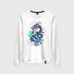 Свитшот хлопковый женский Japan dragon - ai art fantasy, цвет: белый