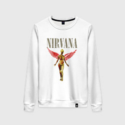 Свитшот хлопковый женский Rock nirvana in utero, цвет: белый