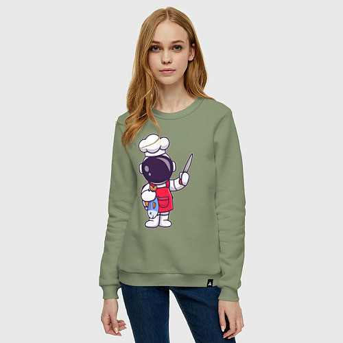 Женский свитшот Повар космонавт с рыбкой / Авокадо – фото 3