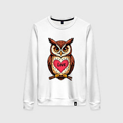 Женский свитшот Сова с сердечком на груди