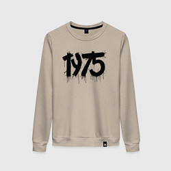 Свитшот хлопковый женский Чёрные капли краски 1975:, цвет: миндальный