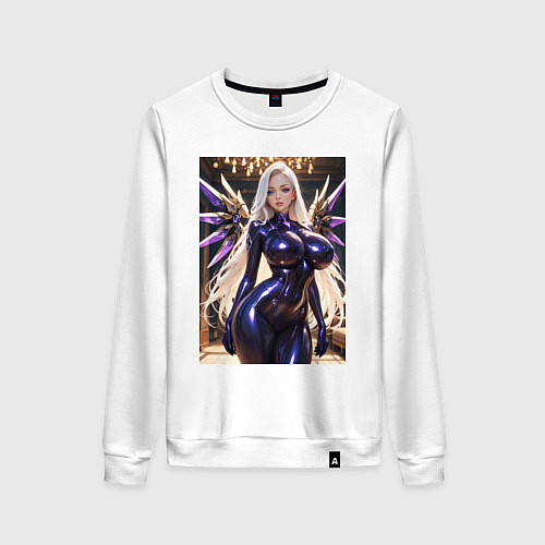 Женский свитшот Девушка-ангел с механическими крыльями / Белый – фото 1