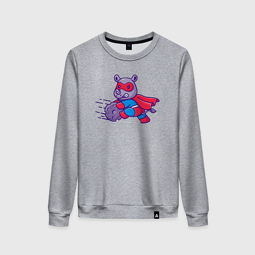 Женский свитшот Супергерой носорог / Меланж – фото 1