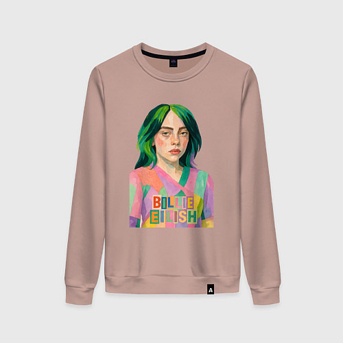 Женский свитшот Билли Айлиш коллаж / Пыльно-розовый – фото 1