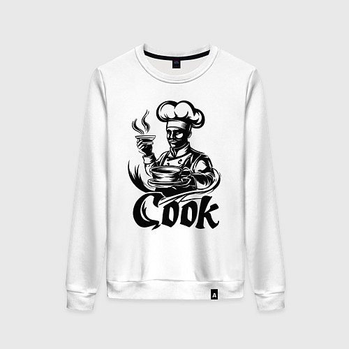 Женский свитшот Повар готовит блюдо / Белый – фото 1
