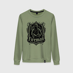 Свитшот хлопковый женский Огненный защитник, цвет: авокадо