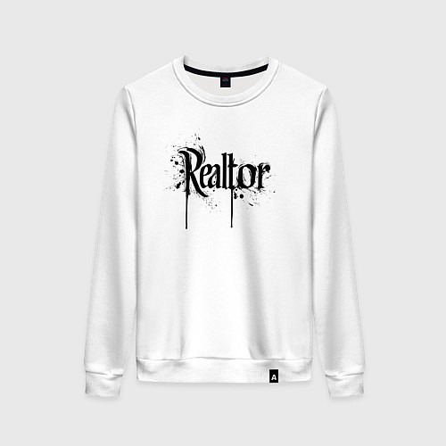 Женский свитшот Реэлтор черной краской / Белый – фото 1