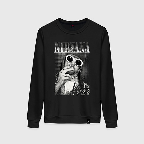 Женский свитшот Нирвана кобейн в очках / Черный – фото 1