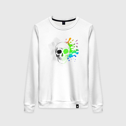 Женский свитшот Не стань серой массой - череп / Белый – фото 1