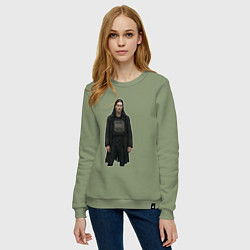 Свитшот хлопковый женский Bones в бронежелете, цвет: авокадо — фото 2