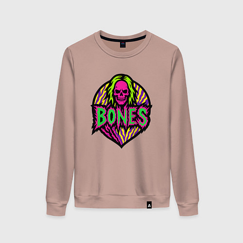 Женский свитшот Bones кислотный череп / Пыльно-розовый – фото 1