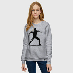 Свитшот хлопковый женский Мускулистый рестлер, цвет: меланж — фото 2