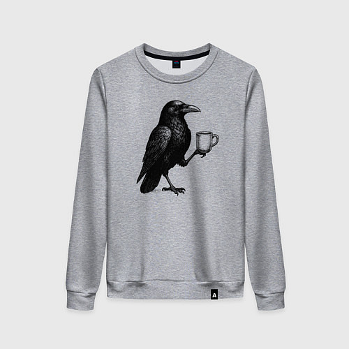 Женский свитшот Черный ворон с кофе / Меланж – фото 1