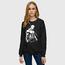 Свитшот хлопковый женский Мускулистый аниме, цвет: черный — фото 2