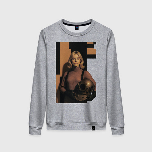 Женский свитшот Девушка водолаз ретро-футуризм поп-арт 1970-е / Меланж – фото 1