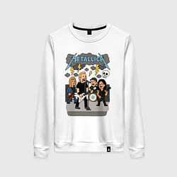 Свитшот хлопковый женский Металлика мультяшный стиль, цвет: белый