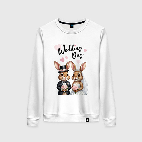 Женский свитшот Wedding day зайцы / Белый – фото 1