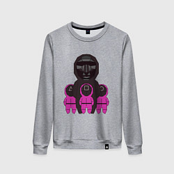 Свитшот хлопковый женский Персонажи сериала игра в кальмара, цвет: меланж