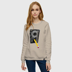 Свитшот хлопковый женский Карандашная перемотка, цвет: миндальный — фото 2