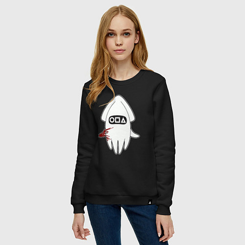 Женский свитшот Символ кальмар / Черный – фото 3