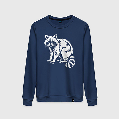 Женский свитшот Енот белый штрих / Тёмно-синий – фото 1