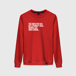 Свитшот хлопковый женский Приоритеная цель джон коннер, цвет: красный