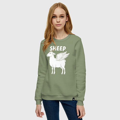 Женский свитшот Крылатая овца / Авокадо – фото 3