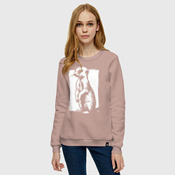 Свитшот хлопковый женский Сурикат в рамке, цвет: пыльно-розовый — фото 2
