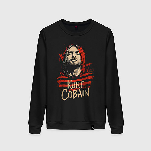 Женский свитшот Курт Кобейн с надписью / Черный – фото 1