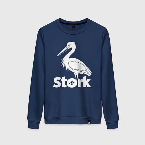 Женский свитшот Аисты в минимализме / Тёмно-синий – фото 1