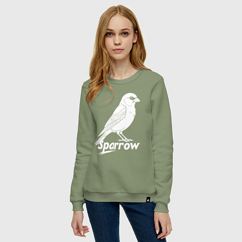 Женский свитшот Воробей белый логотип / Авокадо – фото 3