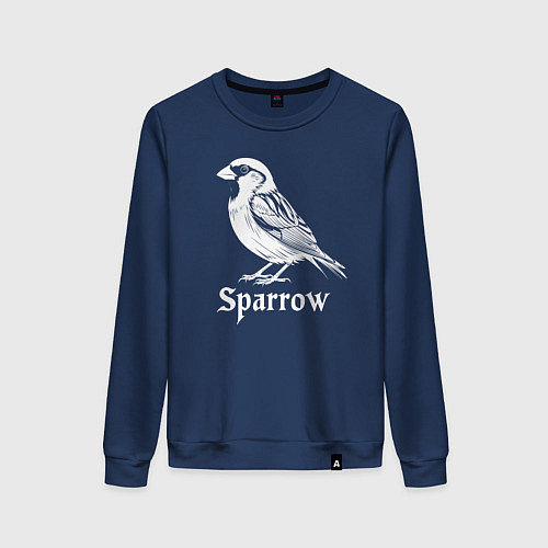 Женский свитшот Воробей в готическом стиле / Тёмно-синий – фото 1