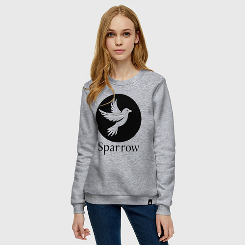 Женский свитшот Воробей в круге / Меланж – фото 3