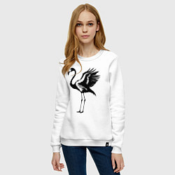 Свитшот хлопковый женский Черный фламинго с крыльями, цвет: белый — фото 2